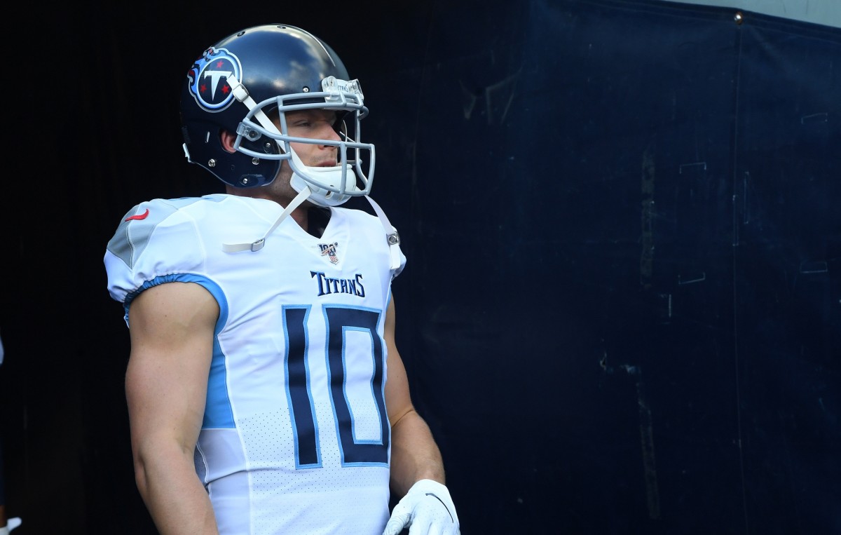 Tennessee Titans wide receiver Adam Humphries (10) takes the field before the game against the Chicago Bears at Soldier Field.