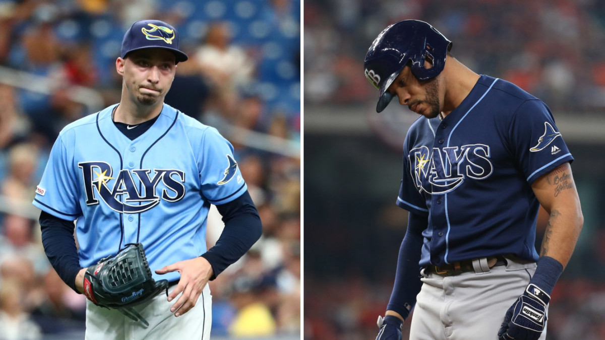 Split image of the Rays' Blake Snell and Tommy Pham