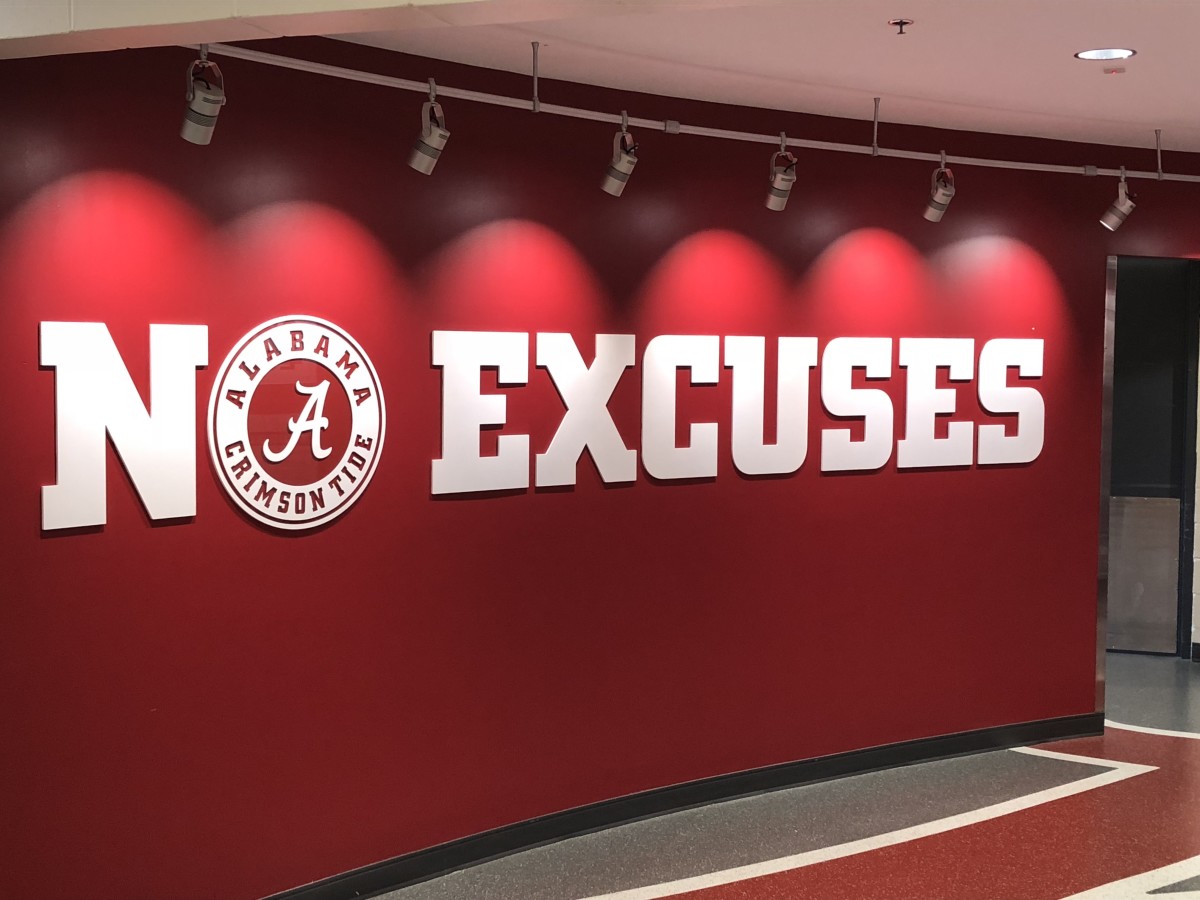 Alabama logo and no excuses