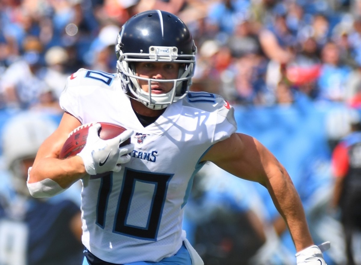 Tennessee Titans wide receiver Adam Humphries (10) runs after a catch during the second half against the Indianapolis Colts at Nissan Stadium.