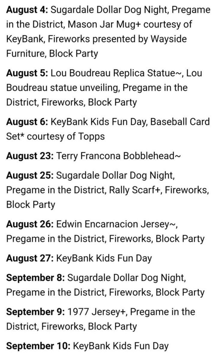 Cleveland Indians Release 2017 Promotional Schedule - Sports ...