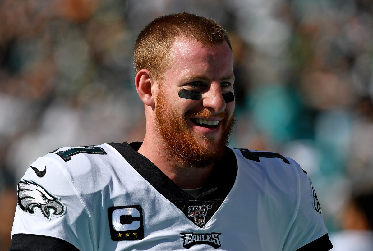 Eagles quarterback Carson Wentz will have just three receivers at his disposal for Monday night's game against the New York Giants