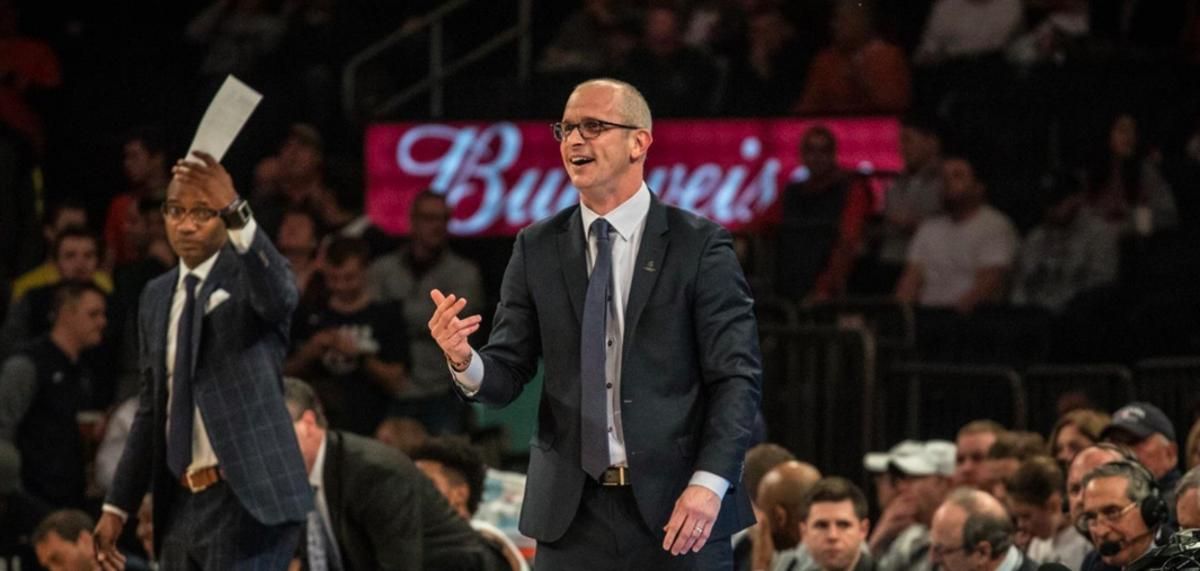UConn coach Dan Hurley has led his Huskies to a 6-2 record thus far this season.