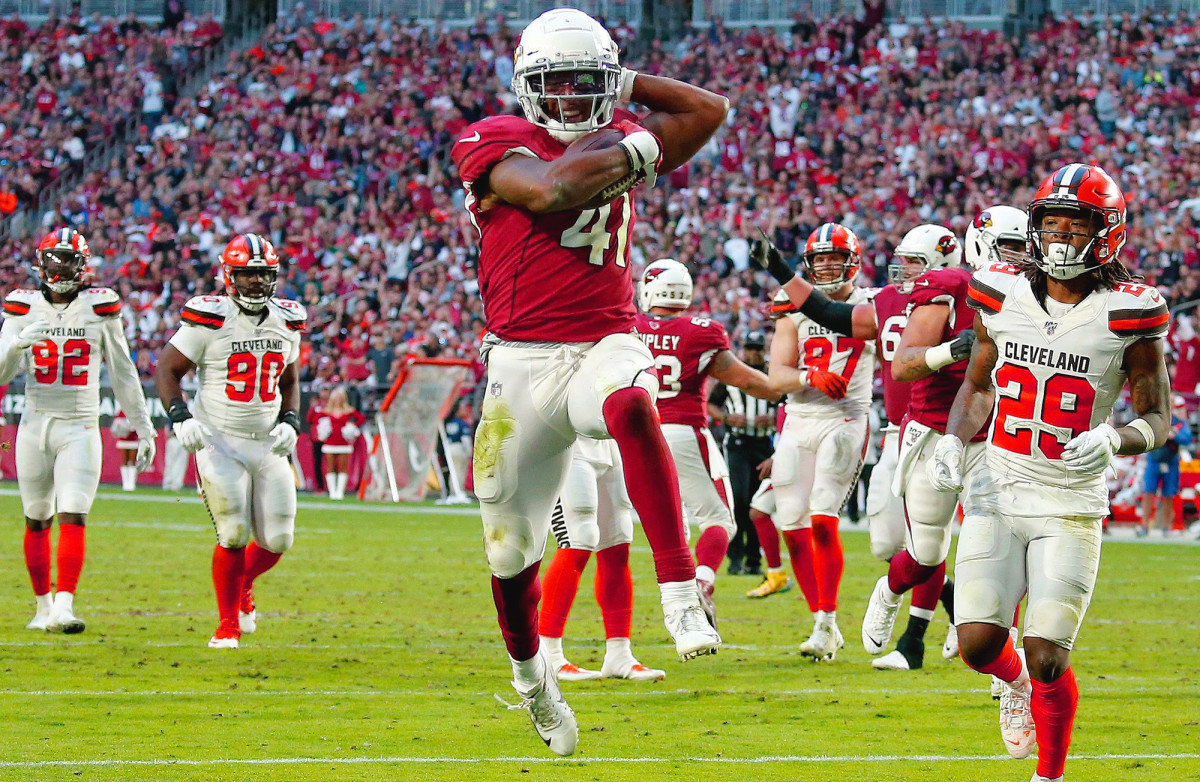 Drake became the first Cardinal to score four TDs in 26 years in a rout of the Browns.