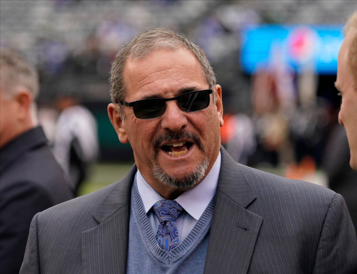 Nov 10, 2019; East Rutherford, NJ, USA; New York Giants general manager Dave Gettleman looks on during pregame against the New York Jets at MetLife Stadium.