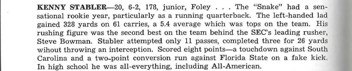 Stabler's write-up/bio from the 1966 Media Brochure.