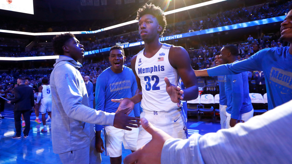 Memphis freshman star James Wiseman takes the court before a game against South Carolina State.