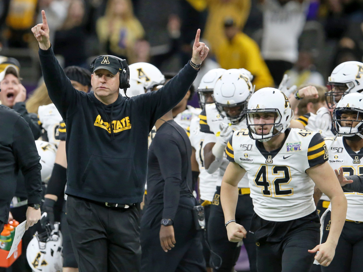 Dec 21, 2019; New Orleans, Louisiana, USA; Appalachian State Mountaineers head coach Shawn Clark coaches in the second half of the New Orleans Bowl against the UAB Blazers at the Mercedes-Benz Superdome. Mandatory Credit: Chuck Cook-USA TODAY Sports