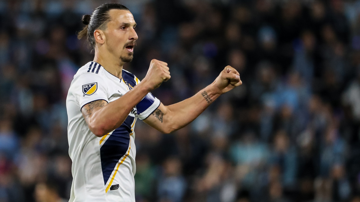 Zlatan Ibrahimovic celebrates in one of his final appearances for the LA Galaxy.