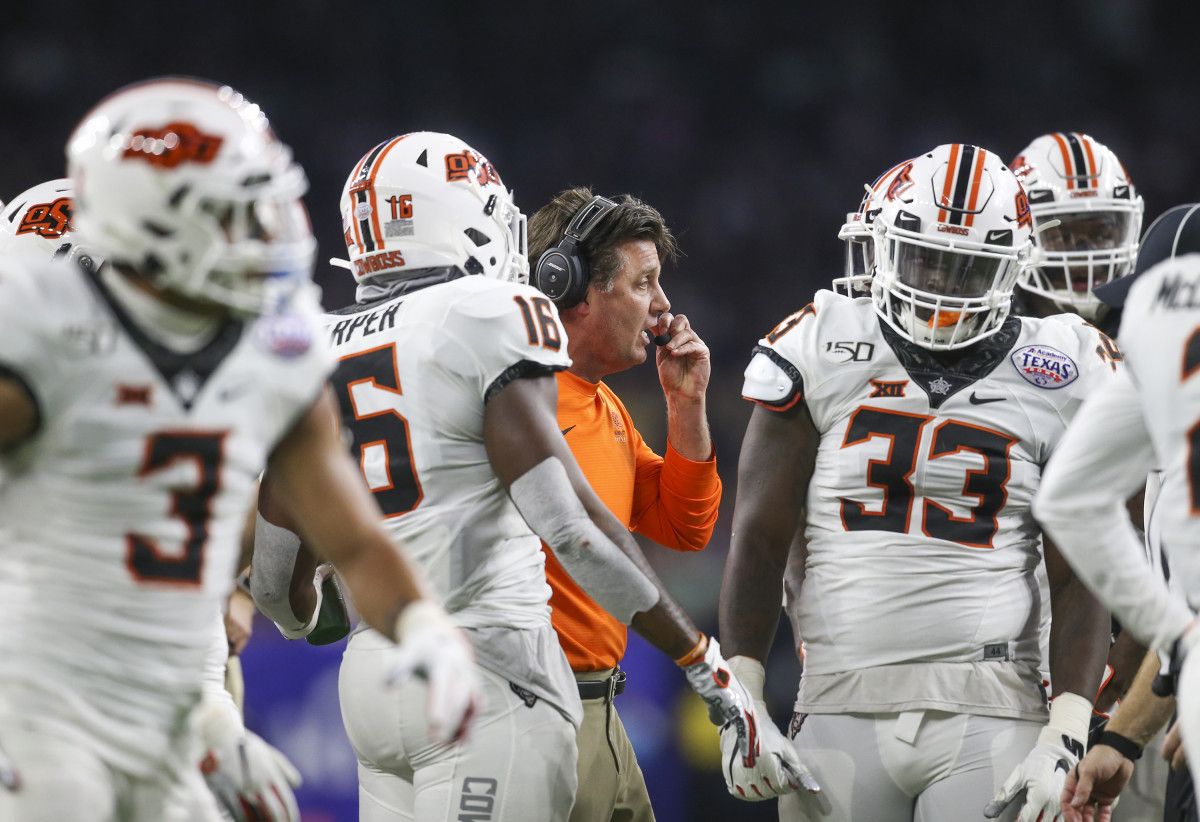 Mike Gundy was excited throughout the game, but he was even more excited and charged up in the postgame locker room.