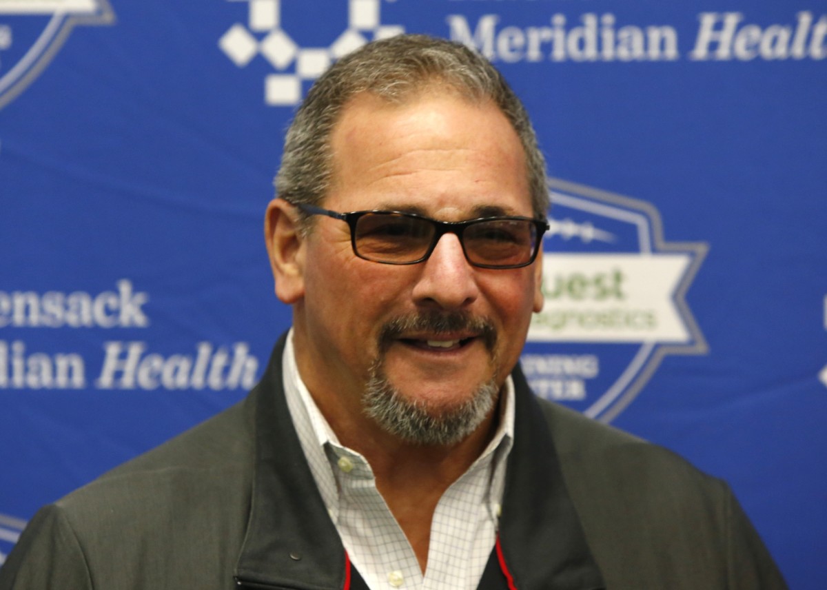 May 3, 2019; East Rutherford, NJ, USA; New York Giants general manager Dave Gettleman during rookie minicamp at Quest Diagnostic Training Center.