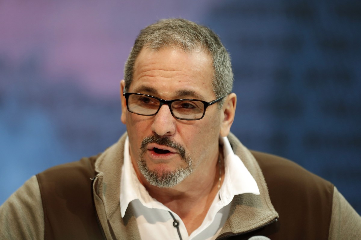 Feb 27, 2019; Indianapolis, IN, USA; New York Giants general manager Dave Gettleman speaks to the media during the 2019 NFL Combine at the Indianapolis Convention Center.