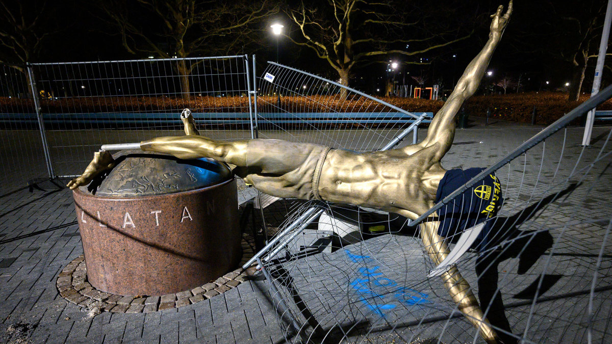 Zlatan Ibrahimovic's statue in Malmo has been vandalized repeatedly