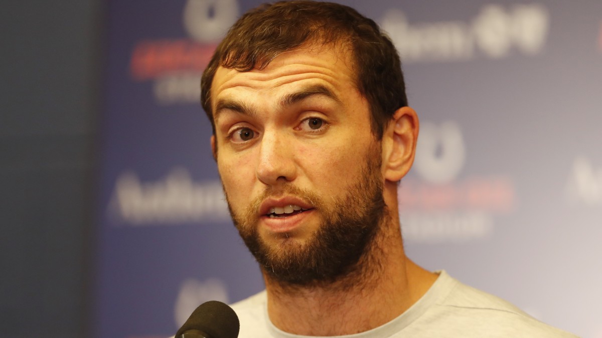 Andrew Luck announces his retirement during a press conference in August 2019.