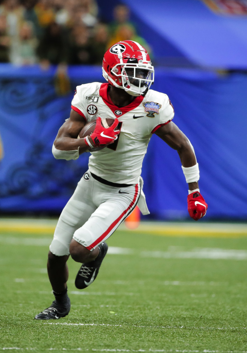 George Pickens runs after a catch at the Sugar Bowl