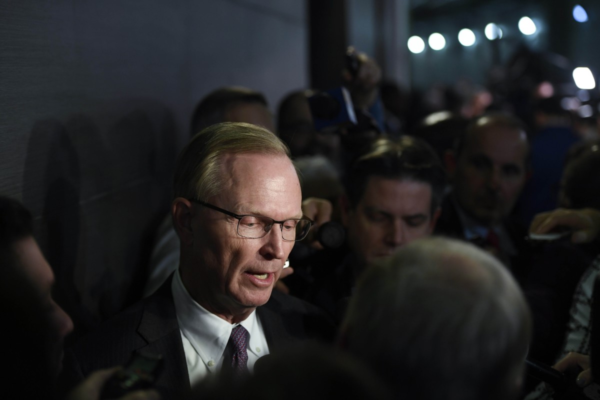 Jan 9, 2020; East Rutherford, New Jersey, USA; New York Giants CEO John Mara talks to reporters after the press conference introducing new head coach Joe Judge (not pictured) at MetLife Stadium.