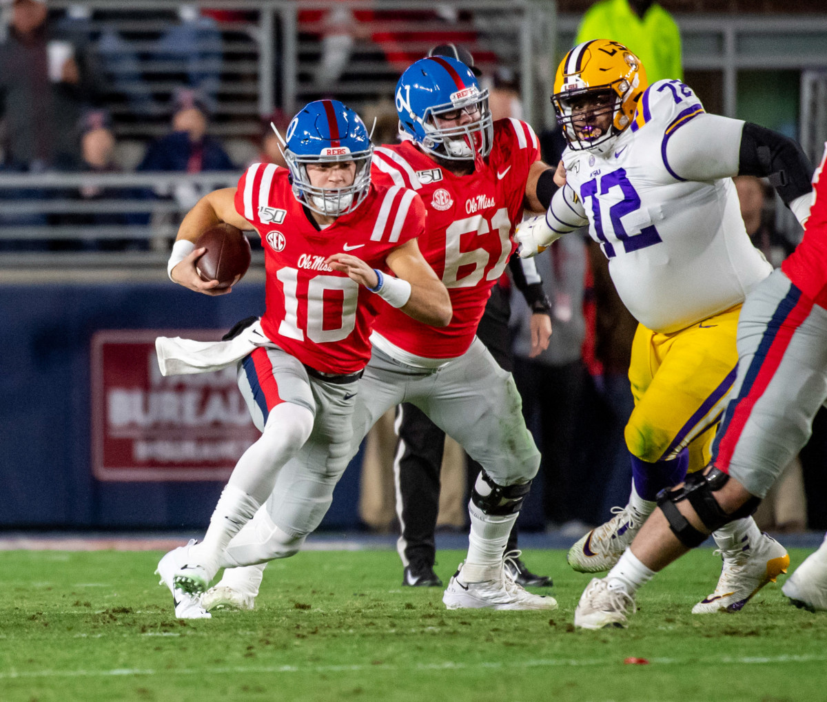 Tyler Shelvin chases the Ole Miss quarterback this season and has a lot to do with most Tiger sacks. 