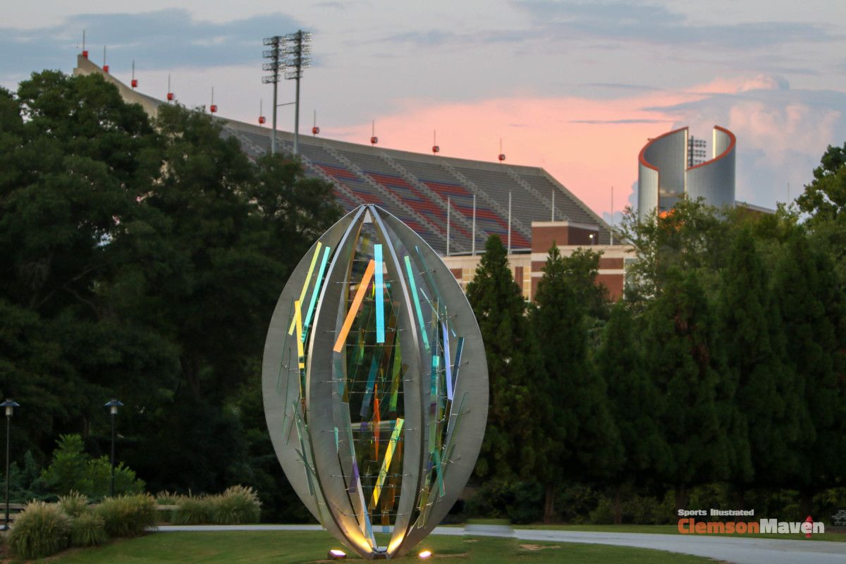 View of Clemson Memorial Stadium from the indoor practice facility. T
