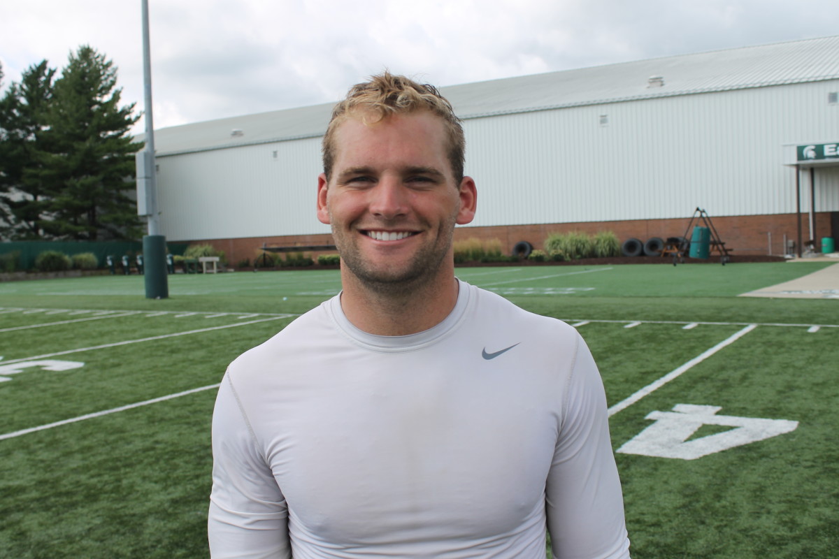 Spartan Captain and QB Tyler O'Connor was all smiles after his teammates honored him on the last day of camp.