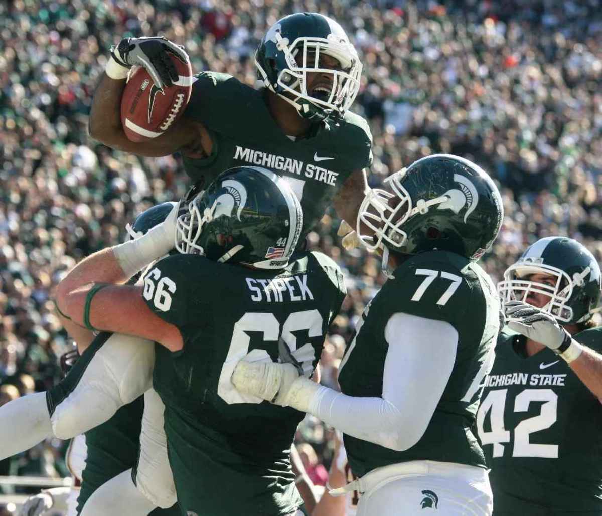 The Spartans remain atop the Big Ten as week twelve approaches.  Photo courtesy of Bill Marklevits.