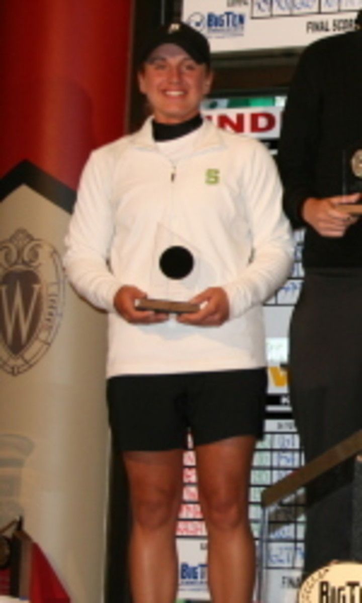 Kueny finishes third overall, her highest career placing at the Big Ten Championships. Photo courtesy of the MSU SID.