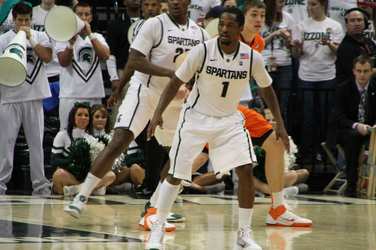 Kalin Lucas did it all for the Spartans tonight at the Breslin Center with the nation watching. Photo courtesy of Mark Boomgaard.