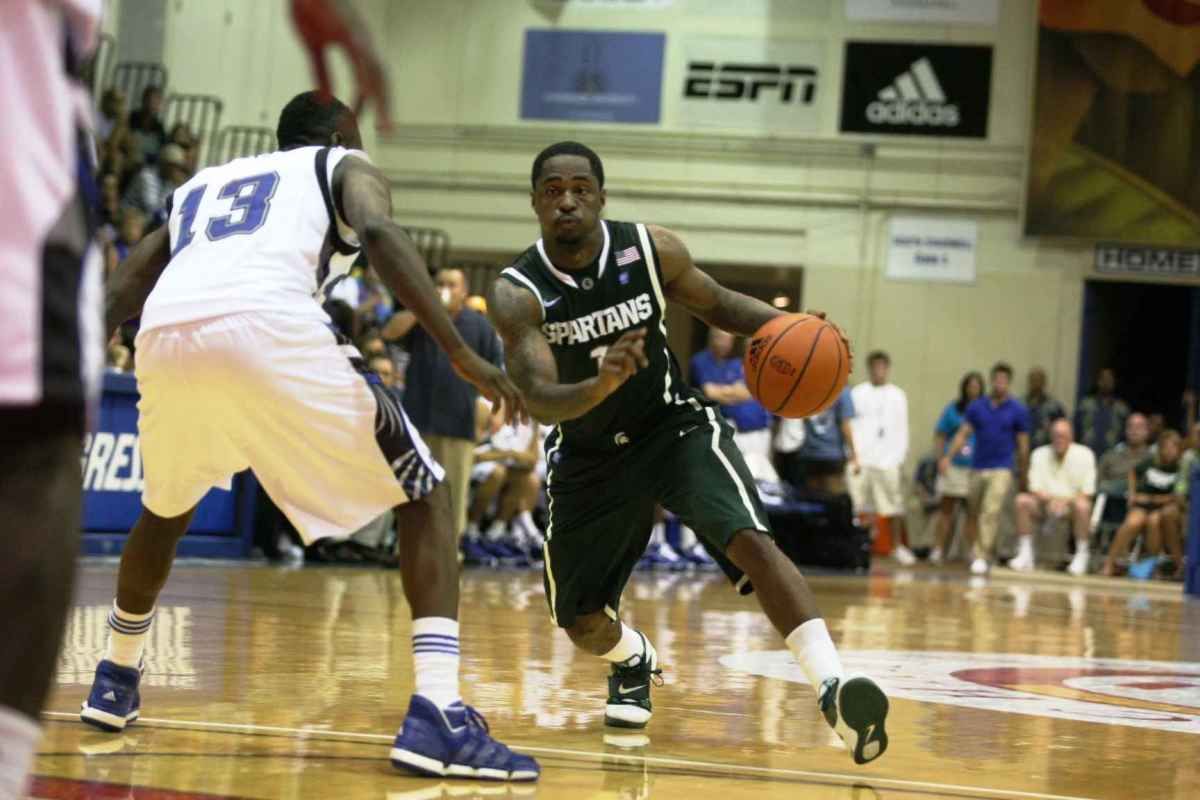 While many of the Spartans didn't play well, Kalin Lucas had a career night here in Hawaii. Photo courtesy of Bill Marklevits.