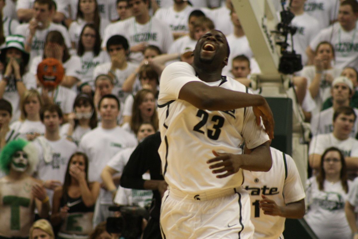 A frustrated Draymond Green didn't hide his anger at the Spartans performance. Photo courtesy of Mark Boomgaard.