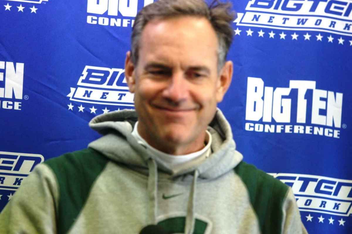 Mark Dantonio was all smiles after the Spartans took care of the Wildcats on Saturday. Photo courtesy of Bill Marklevits.
