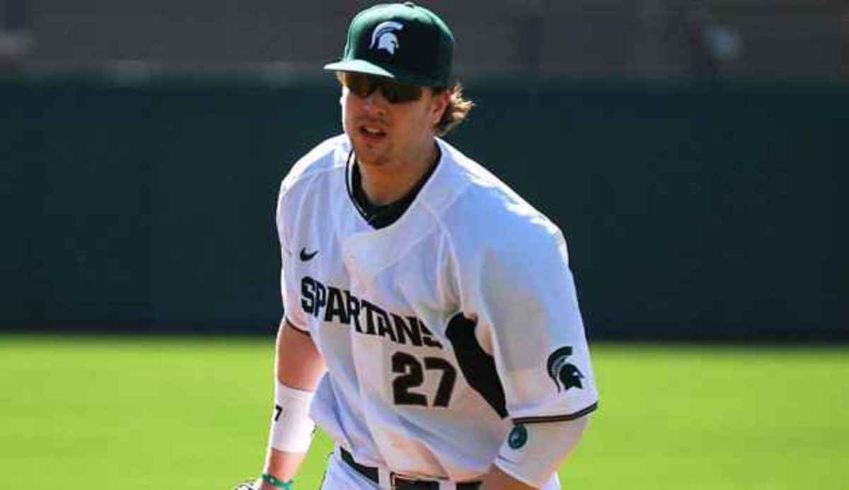Jeff Holm goes 3-for-4 for MSU.  Photo courtesy of MSU SID.