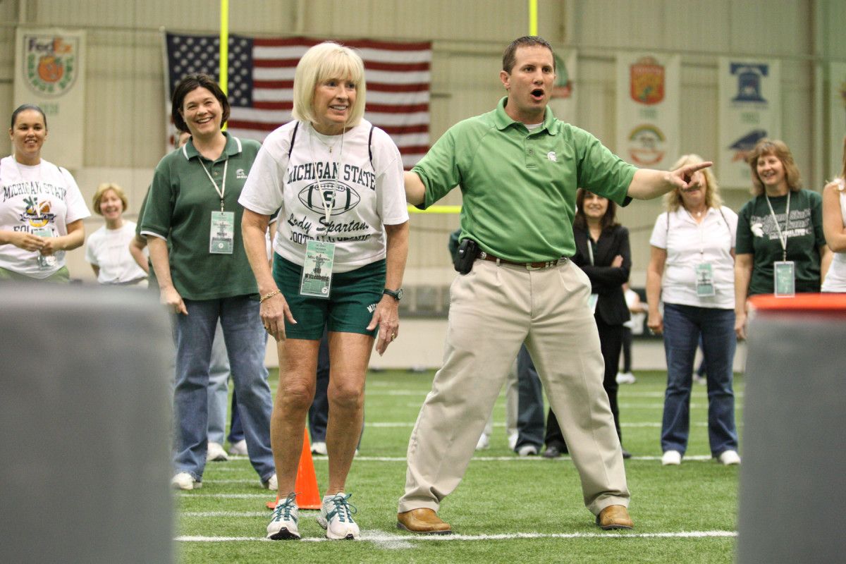 Mike Tressel Uses His Teaching Prowess at the Women's Clinic. Photo Courtesy of MSU SID.