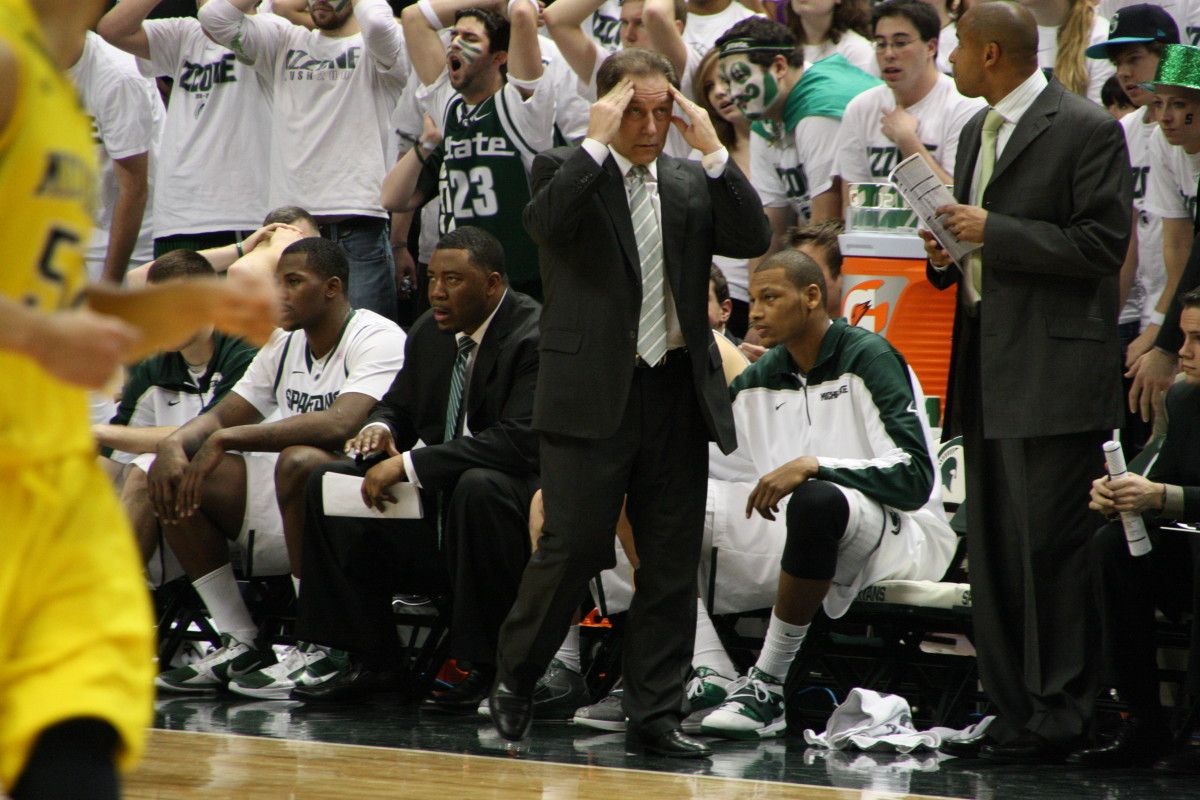 Izzo's expression mirrors the Spartan Nation's. Photo courtesy of Mark Boomgaard.