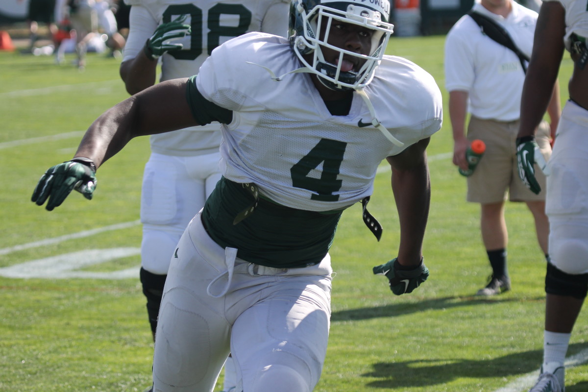 Spartan DL Malik McDowell looking for a big spring for the Spartans.
