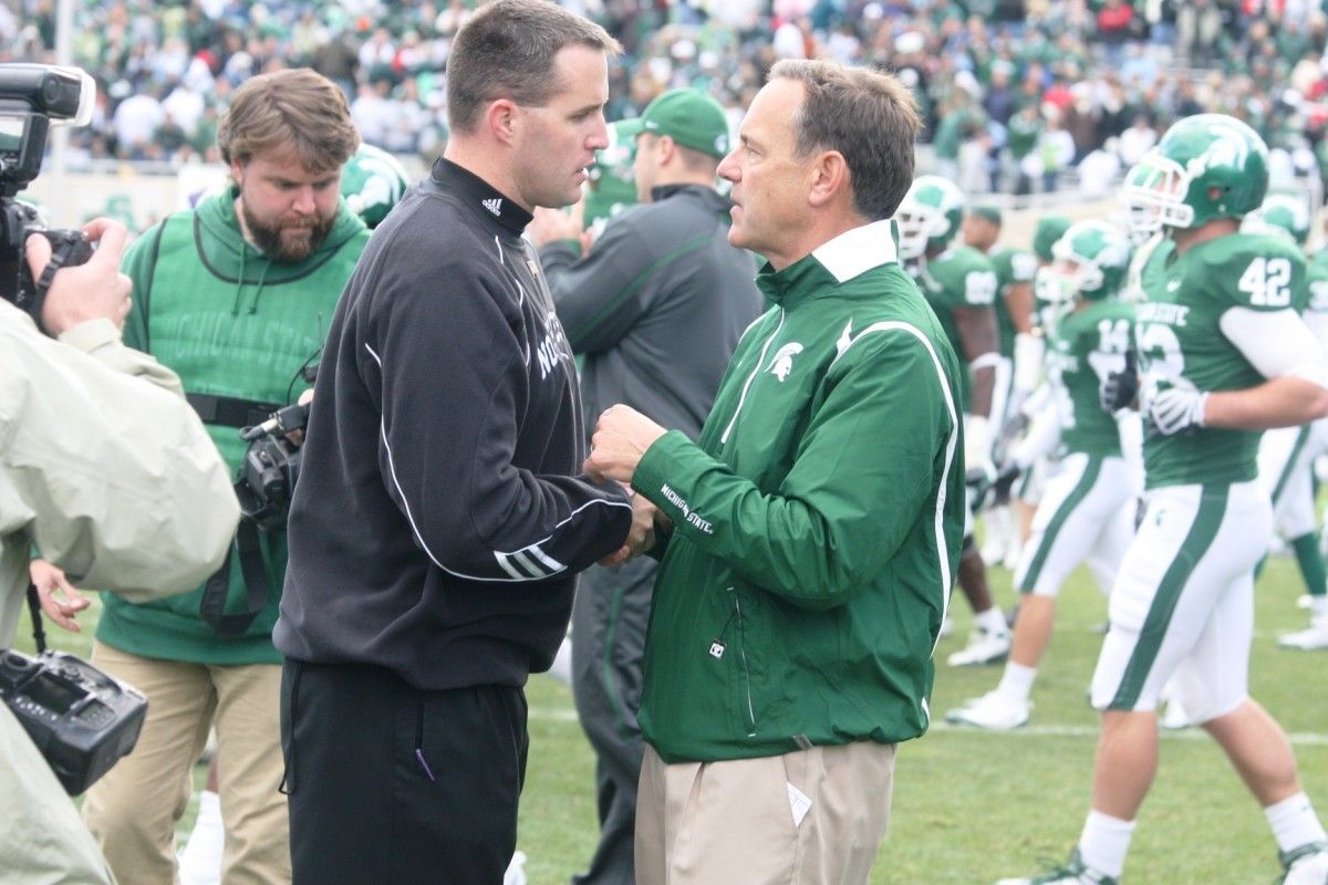 Coach Fitz and Mark Dantonio share mutual respect and a friendship that has made this game good for both schools. Photo courtesy of Bill Marklevits.