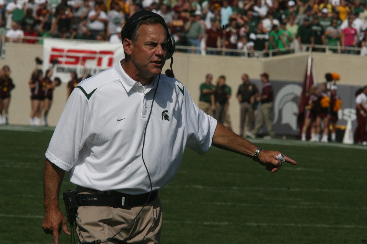 With a total of 45 offers already for 2011 and 16 Prospects on Campus this Weekend, Dantonio is making a big push! Photo courtesy of Bill Marklevits.