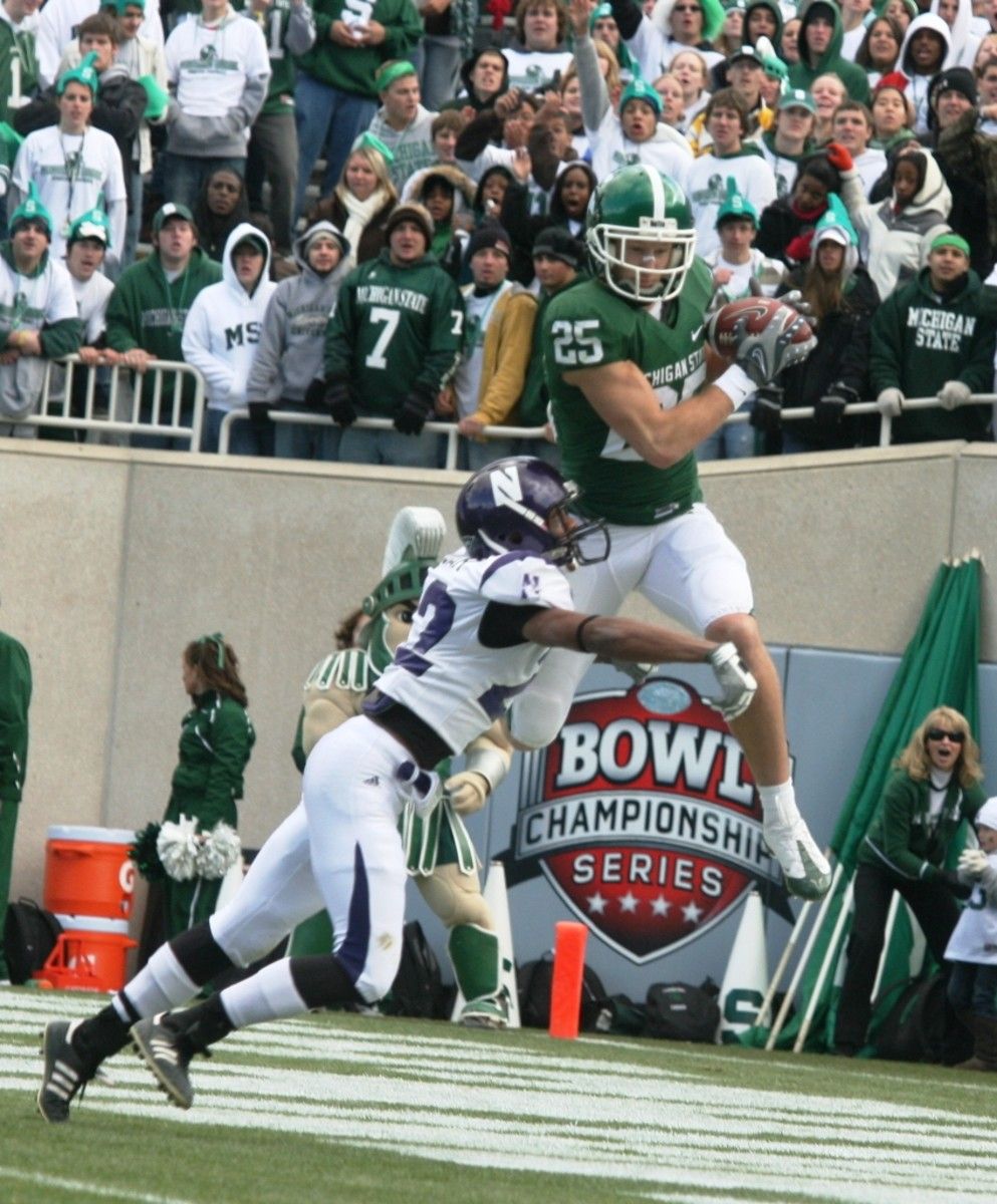 Go Green! Blair White! Here he is after an amazing third quarter TD. Photo Courtesy of Bill Marklevits.