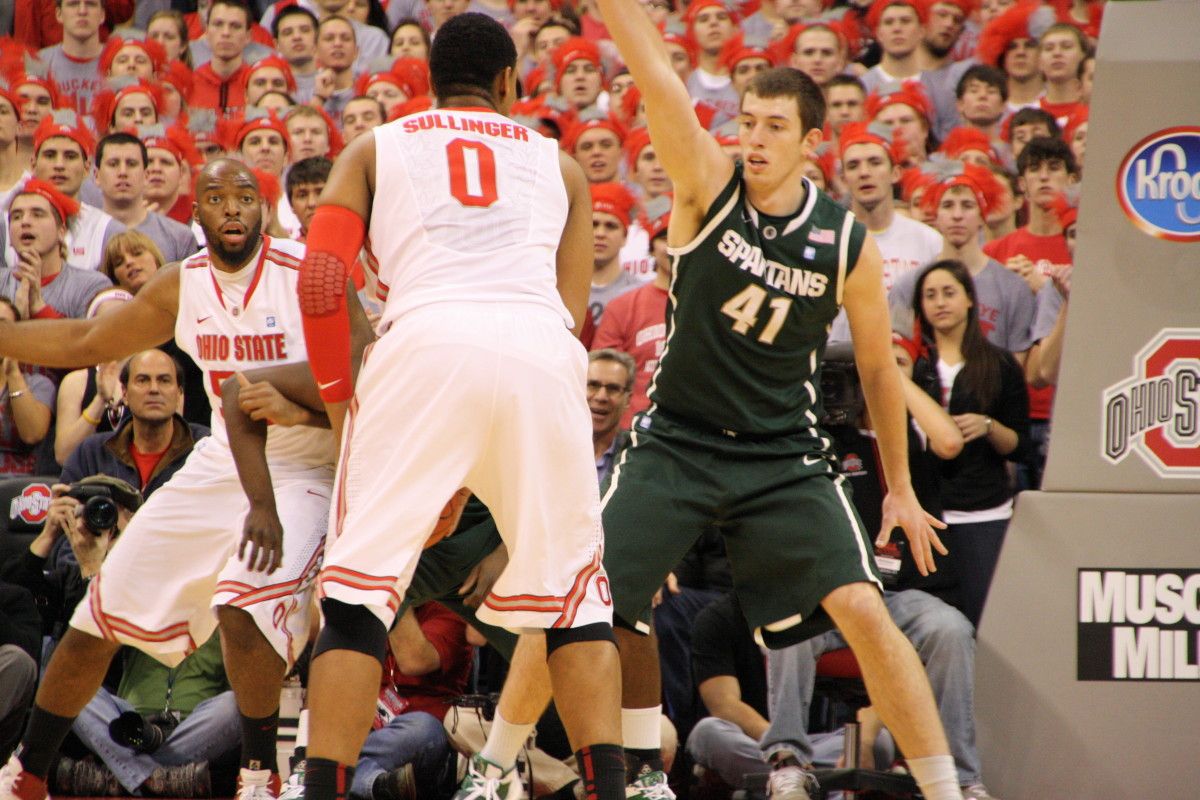 Garrick Sherman had a great night along with his fellow bigs Adreian Payne and Derrick Nix. Photo courtesy of Mark Boomgaard.