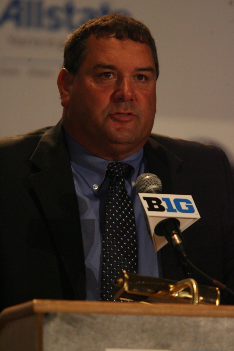 Michigan head coach Brady Hoke at the Big Ten media days.  Photo courtesy of Bill Marklevits.