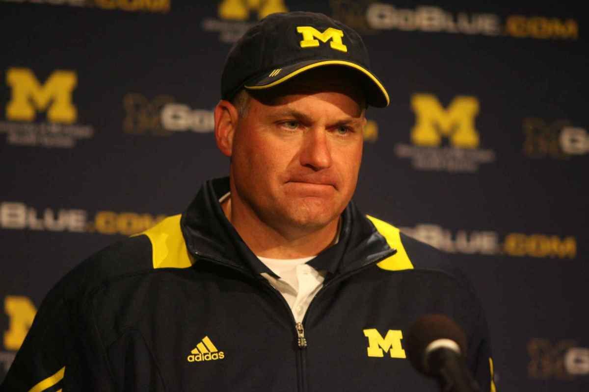 M Rod was happy when his new QB gave him his biggest win at UM. Photo courtesy of Bill Marklevits.