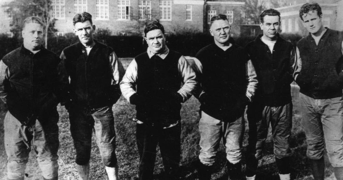 Alabama's 1937 coaching staff, left to right: Tilden Campbell, Henry Crisp, Frank Thomas, Harold Drew, Paul Burnham, Paul W. Bryant.