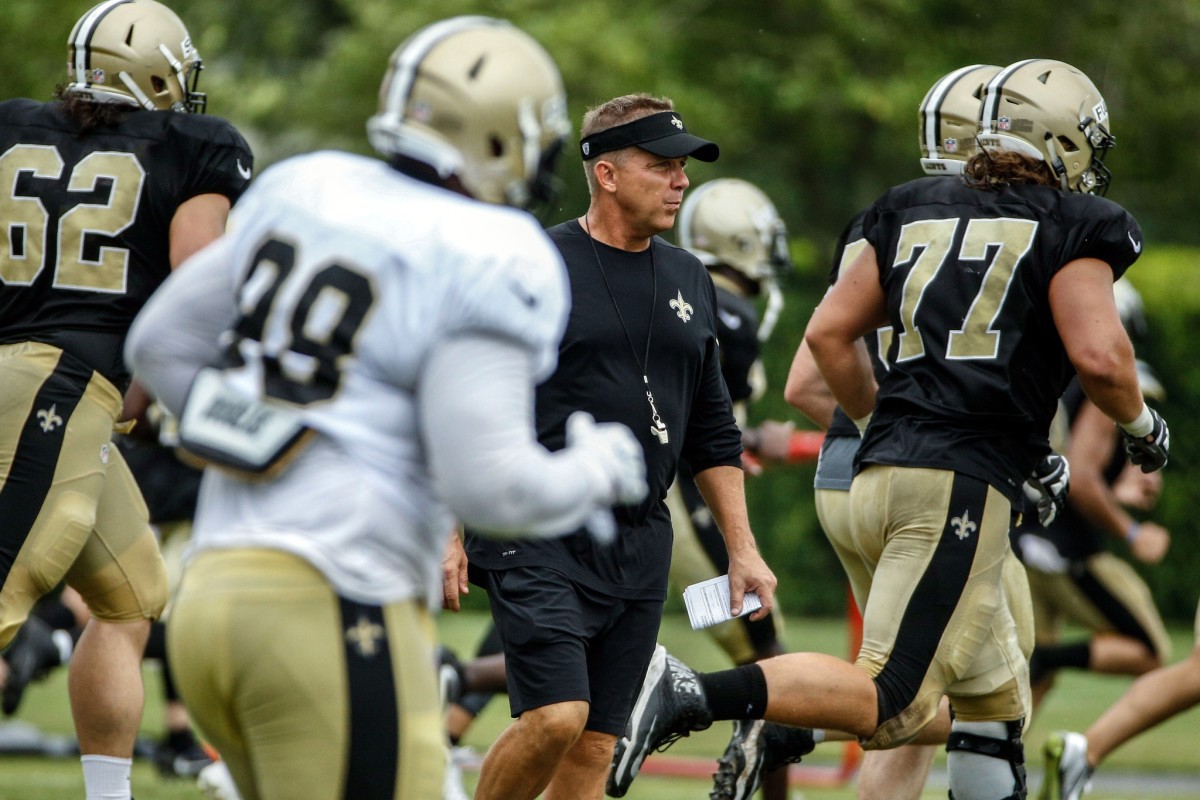 Jul 29, 2017; Metairie, LA, USA; New Orleans Saints head coach Sean Payton during training camp at the Metairie Training Facility. Mandatory Credit: Derick E. Hingle-USA TODAY Sports