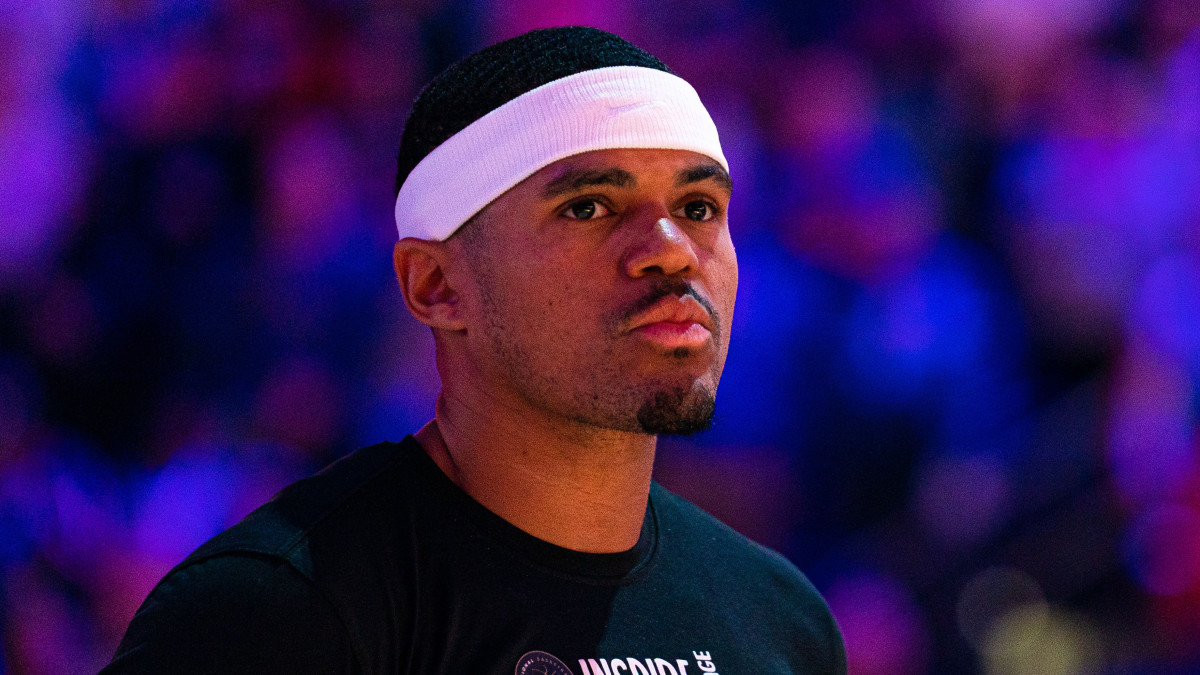 Closeup of Sixers' Tobias Harris before a game