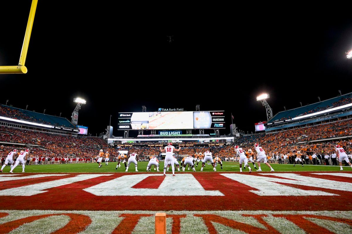 The Indiana Hoosiers quarterback awaits the ball from center during the first quarter against the Tennessee Volunteers at TIAA Bank Field.