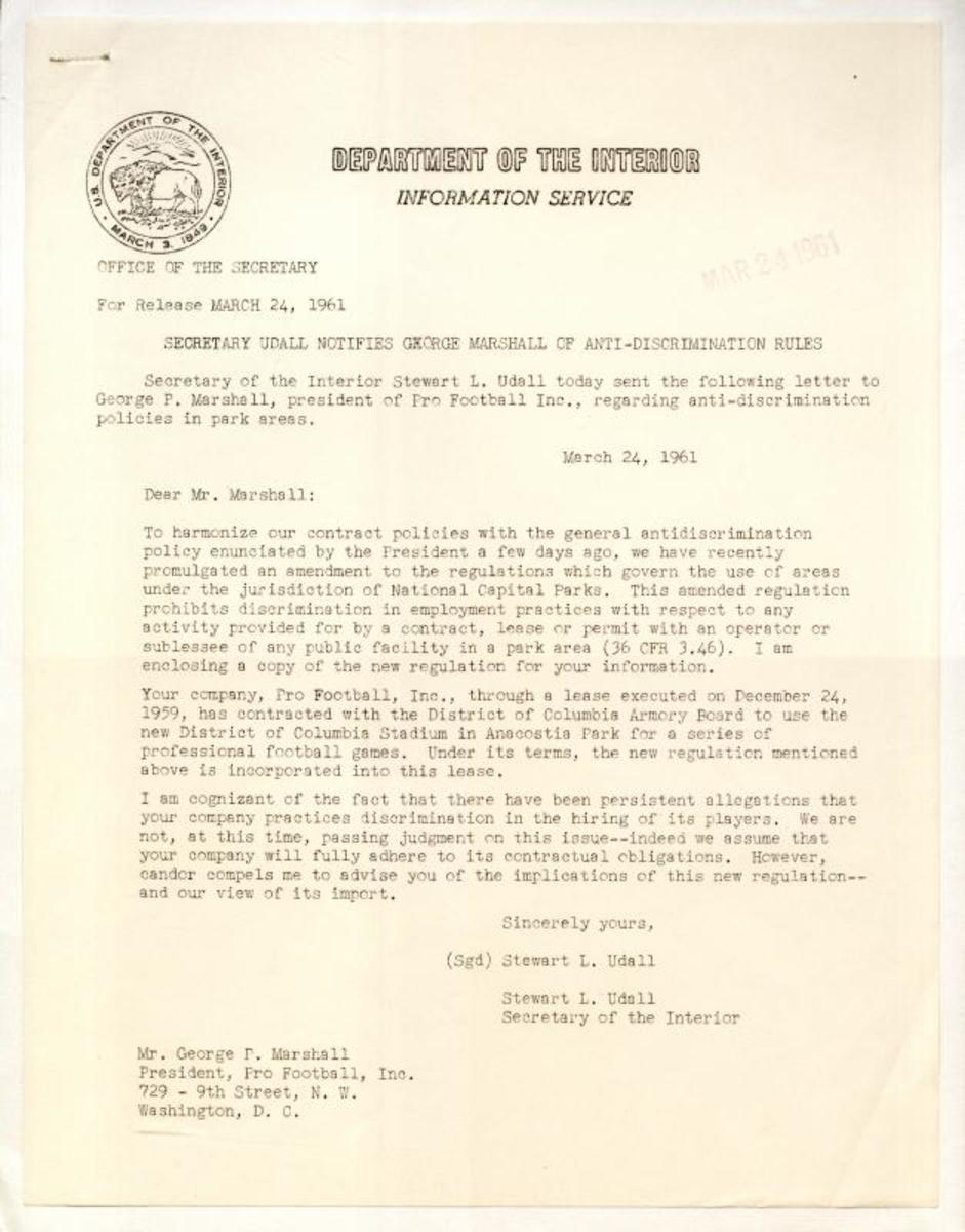 Udall Letter to Marshall 3-24-61