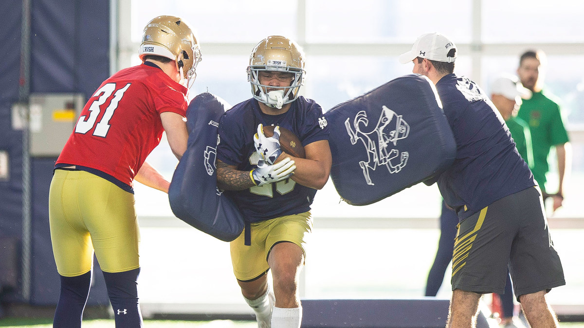 Notre Dame football practices back in March