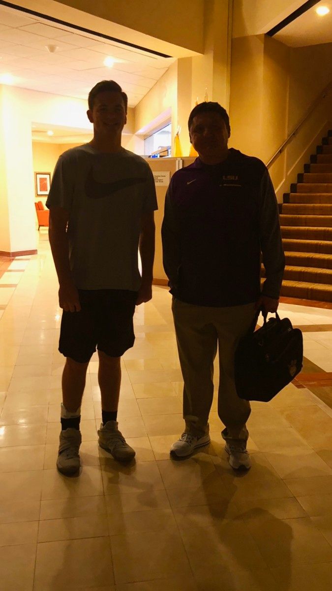 Jack Nickel with LSU coach Ed Orgeron