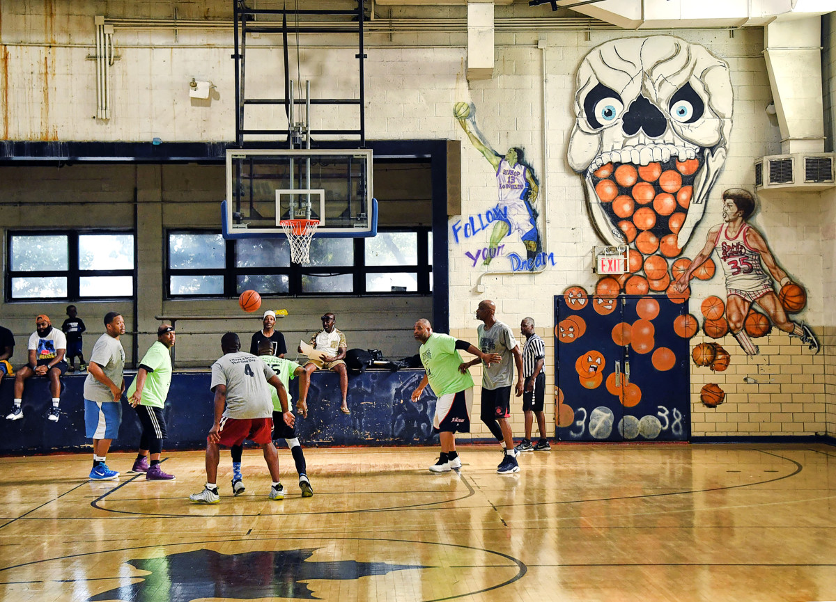 At the Brownsville Rec Center, in 2019, Williams's painted likeness was starting to fade.