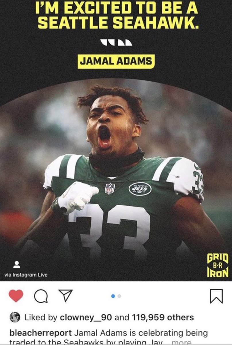 Clowney liked the Bleacher Report post announcing Adams as the newest member of the Seattle Seahawks. 