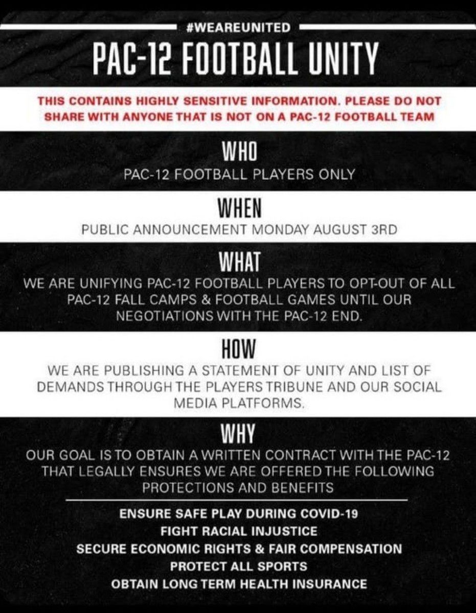 Pac-12 football player demands