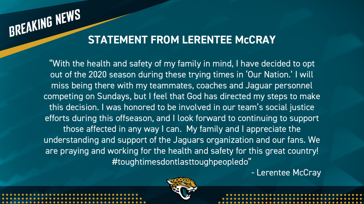 Statement released by McCray through the Jaguars 